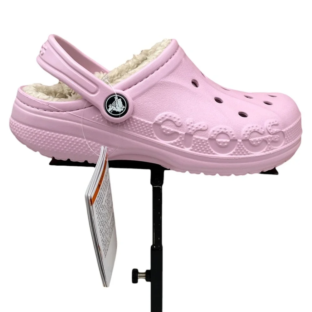 Crocs Youth Big Girls Lined Clogs Size 3 (J3) Ballerina Pink Cozy Warm Slip-on